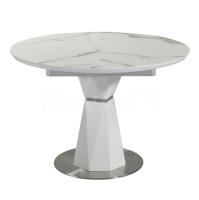 Стол обеденный раскладной DIAMOND (110-140х110х76) (мрамор стекло). Фото №1