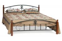 Кровать РУМБА (AT-203)/ RUMBA дерево гевея/металл, 180х200 см (king bed), красный дуб/черный. Фото №1