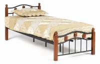 Кровать AT-126 Wood slat base дерево гевея/металл, 90*200 см (Single bed), красный дуб/черный. Фото №1