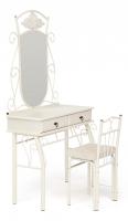 Столик туалетный CANZONA (столик/зеркало + стул) 95х46х162см, white (белый). Фото №1