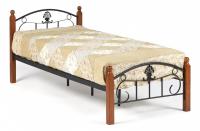 Кровать РУМБА (AT-203)/ RUMBA Wood slat base дерево гевея/металл, 90*200 см (Single bed), красный дуб/черный. Фото №1