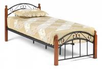 Кровать AT-8077 Wood slat base дерево гевея/металл, 90*200 см (Single bed), красный дуб/черный. Фото №1