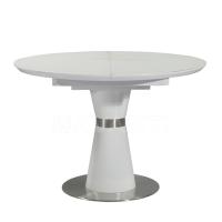 Стол круглый раскладной ROUND (110-140) белый сатин. Фото №1