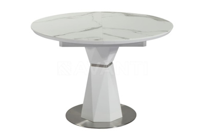 Стол обеденный раскладной DIAMOND (110-140х110х76) (мрамор стекло). Фото №5