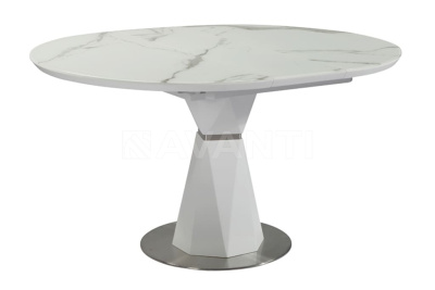 Стол обеденный раскладной DIAMOND (110-140х110х76) (мрамор стекло). Фото №4