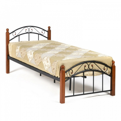 Кровать AT-8077 Wood slat base дерево гевея/металл, 90*200 см (Single bed), красный дуб/черный. Фото №2