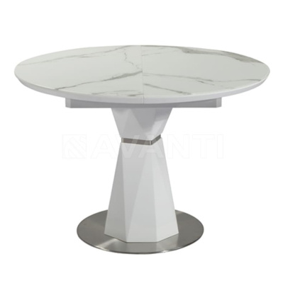 Стол обеденный раскладной DIAMOND (110-140х110х76) (мрамор стекло). Фото №2