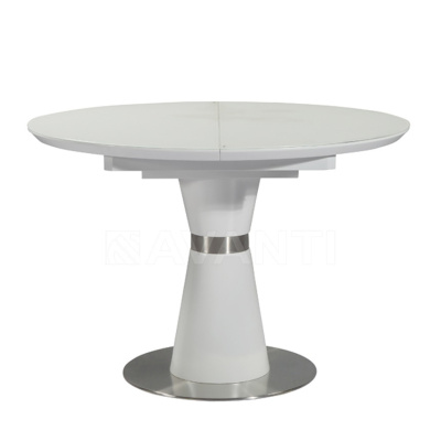 Стол круглый раскладной ROUND (110-140) белый сатин. Фото №3