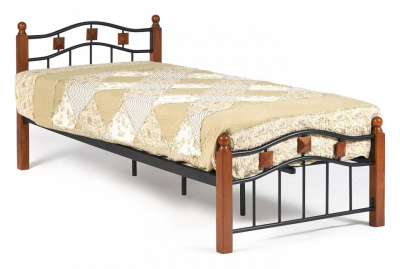 Кровать AT-126 Wood slat base дерево гевея/металл, 90*200 см (Single bed), красный дуб/черный. Фото №2