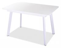 Стол кухонный  цвет каркаса белый, цвет столешницы закаленное стекло белого цвета. Фото №1