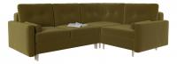 Диван модульный угловой Белфаст 4 Зеленый велюр, угол правый. Фото №1
