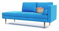 Диван прямой Blues Fresh com 09 нераскладной (синий микровелюр) Подлокотник справа.. Фото №1