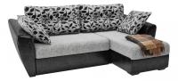 Диван угловой Амстердам Дарк Флау еврокнижка (рогожка+экокожа, Серый) 245/85/155 правый. Фото №1