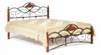 Кровать CANZONA Wood slat base дерево гевея/металл, 140*200 см (Double bed), красный дуб/черный. Фото №1
