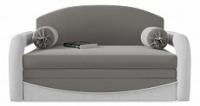 Диван детский Димочка Люкс Gray выкатной Серый велюр+экокожа. Фото №1