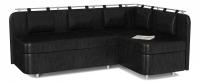 Диван кухонный угловой Сюрприз (Лагуна) М2 со спальным местом блэк Дельфин (экокожа, Черный) 181/89/121 правый. Фото №1