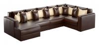 Диван угловой П-образный Мэдисон 6 экокожа (экокожа, Коричневый) 438/90/230 правый. Фото №1