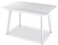 Стол обеденный  цвет каркаса белый, цвет столешницы белый искусственный камень. Фото №1