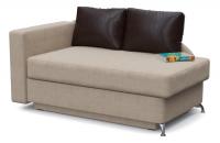 Диван прямой Вика Бежевая рогожка/Коричневая экокожа Выкатной (рогожка+экокожа, Бежевый) 137/85/75 Подлокотник слева.. Фото №1
