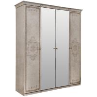 Шкаф 4-ств с зеркалом 1+2+1 Патрисия крем корень глянец. Фото №1