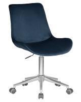 Кресло офисное DOBRIN DORA, синий велюр (1922-20), хромированная сталь