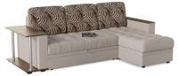Диван Угловой Атланта Классик 13 со столом дельфин Бежевый рогожка, столик слева, угол правый. Фото №1
