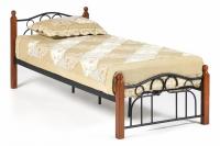 Кровать AT-808 Wood slat base дерево гевея/металл, 90*200 см (Single bed), красный дуб/черный. Фото №1
