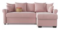 Диван угловой Рейн Flamingo дельфин (розовый  велюр) правый. Фото №1