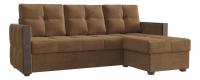 Диван угловой Валенсия 3 дельфин (вельвет, Коричневый) 221/82/152 правый. Фото №1
