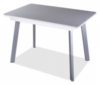 Стол обеденный  цвет каркаса белый, цвет столешницы искусственный камень серого цвета. Фото №1