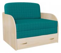 Диван прямой Юлечка дизайн 3 выкатной корпус дуб молочный, обивка рогожка Нео Emerald голубой