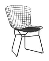 Стул обеденный Bertoia черный с черной подушкой. Фото №1