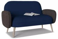 Диван прямой Бержер нераскладной 10 Синий велюр. Фото №1