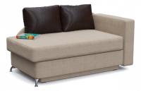 Диван прямой Вика Бежевая рогожка/Коричневая экокожа Выкатной (рогожка+экокожа, Бежевый) 137/85/75 Подлокотник справа.. Фото №1