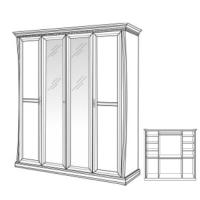 Шкаф 4-х дверный 2884 Белый дуб. Фото №1