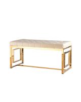 Банкетка-скамейка БРУКЛИН велюр бежевый сталь золото. Фото №1