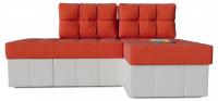 Диван прямой Оливер Люкс (Лира) еврокнижка трансформер White Orange Оранжевый велюр+экокожа. Фото №1