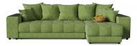 Диван угловой Дубай Apple Еврокнижка Зеленый флок правый. Фото №1