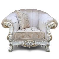 Кресло Лорена белый с золотой патиной равенна
