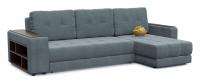 Диван угловой Милан Грей еврокнижка (велюр, Серый) 285/85/155 правый. Фото №1
