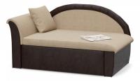 Тахта Капри беж выкатной (рогожка+экокожа, Бежевый) 135/75/74 Подлокотник слева.. Фото №1