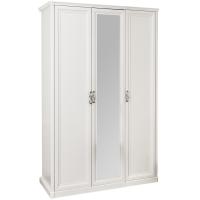 Шкаф 3-ств (2+1) с зеркалом Мишель белый матовый. Фото №1