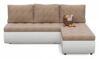 Диван угловой Кормак Modus Беж еврокнижка (рогожка+экокожа, Коричневый) 200/92/159 правый. Фото №1