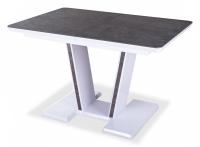 Стол обеденный  цвет каркаса белый глянец, цвет столешницы керамогранит серый лофт. Фото №1