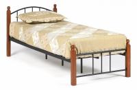 Кровать AT-915 Wood slat base дерево гевея/металл, 90*200 см (Single bed), красный дуб/черный. Фото №1