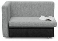 Кушетка Полонез с ящиком для хранения Серая рогожка/Черная экокожа тахта Серый рогожка+экокожа. Фото №1
