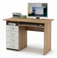 Стол компьютерный Лайт-4К-Дуб-сонома/Белый. Фото №1