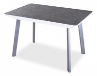 Стол обеденный  Белый глянец/керамогранит серый лофт. Фото №1