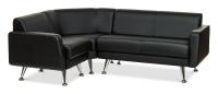 Диван офисный угловой Lion (экокожа, Черный) 196/74/141 левый