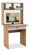 Стол компьютерный Лайт-1Я с надстройкой-Дуб-сонома/Белый. Фото №1